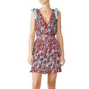 La Maison Talulah Superbloom Mini Dress In Red Floral Garden Tie Sleeveless